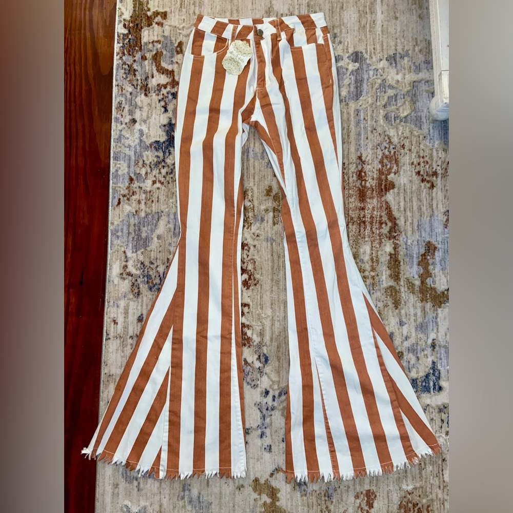 NWT Altar’d State Striped Bell Bottom Jeans